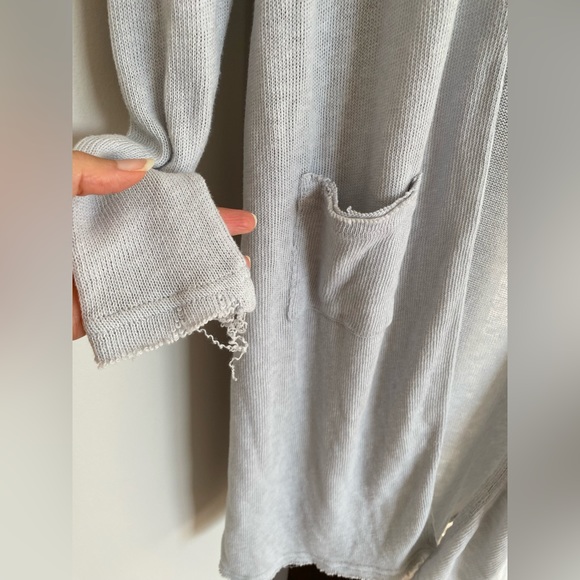 Abound light Gray Knit Open Front Cardigan Duster Sweater Long Sleeve Cotton XS - Picture 4 of 9